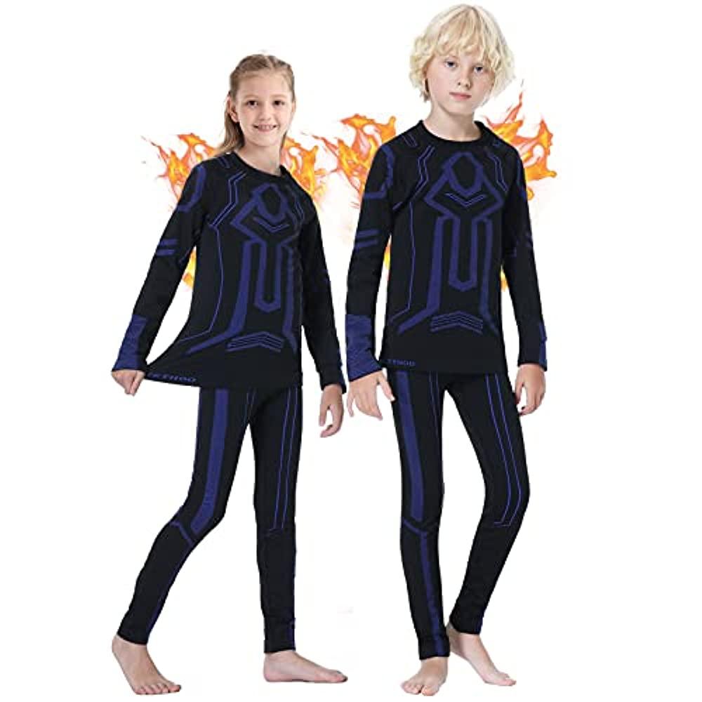 Thermal Underwear Set for Kids Fleece Lined Long Johns Base Layer – MEETWEE