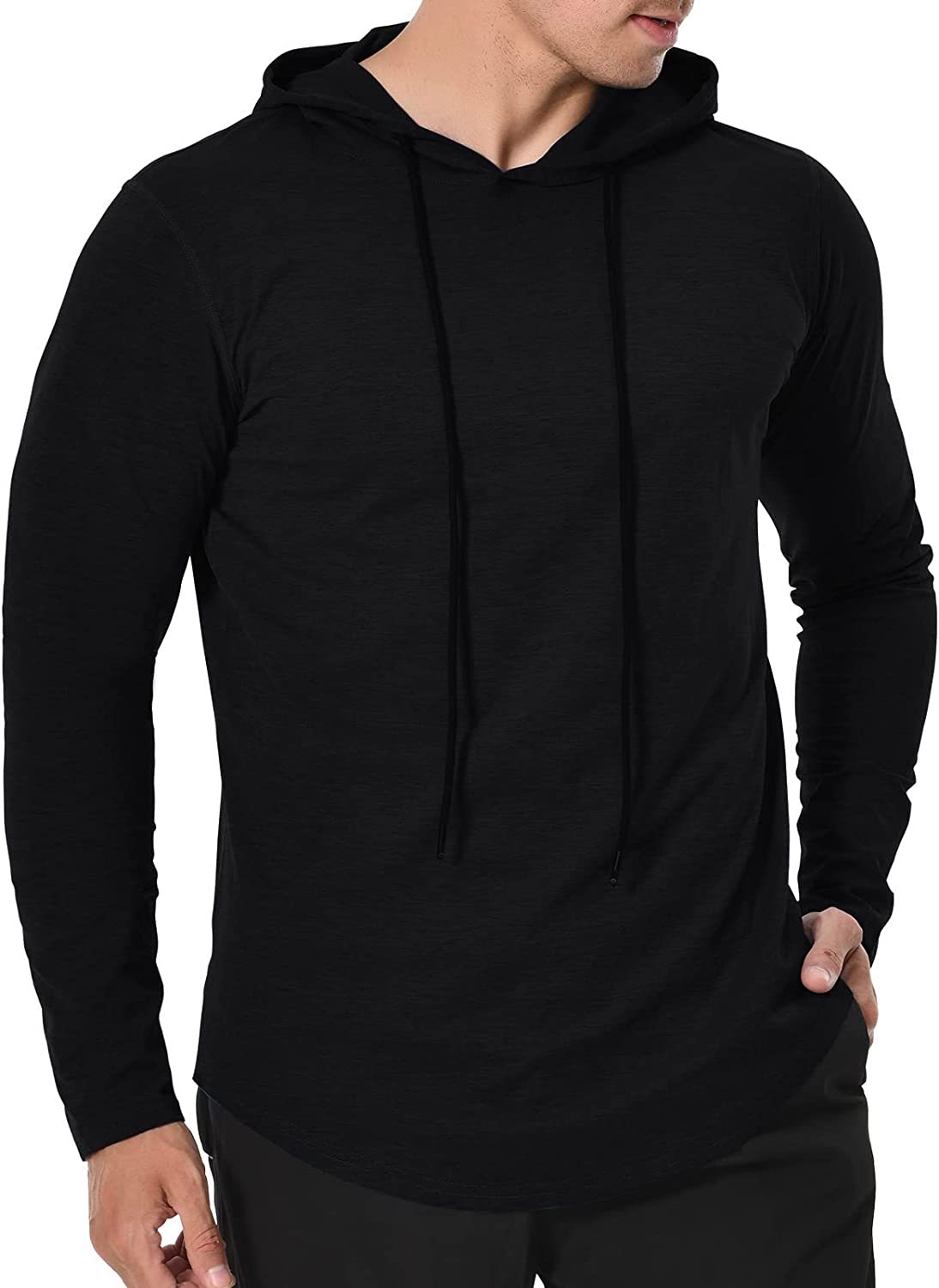Men Hoodie Short Sleeve T-shirt Fitness Workout Gym Hooded Muscle Shirts  Tops