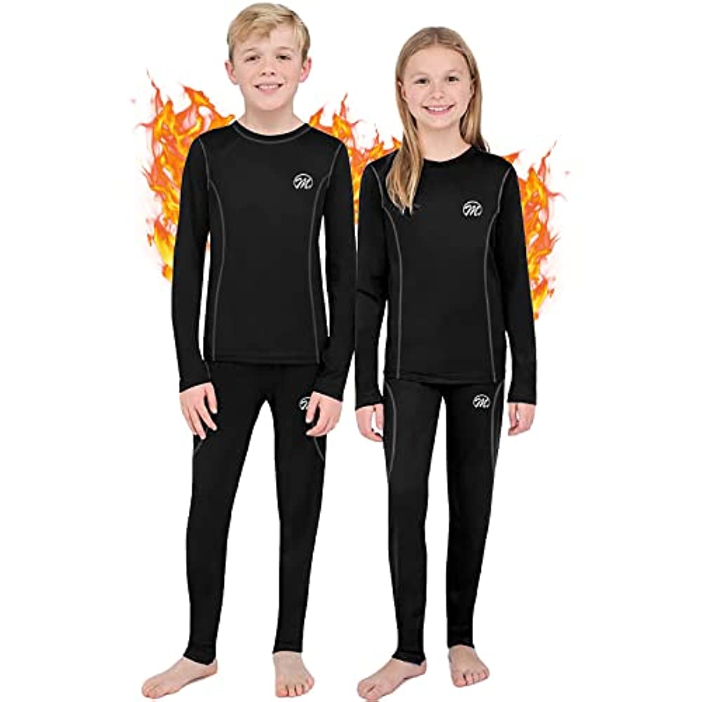 Bodtek Boys Thermal Long Underwear Set for Kids Fleece Lined Long Johns for  Pajamas or Base