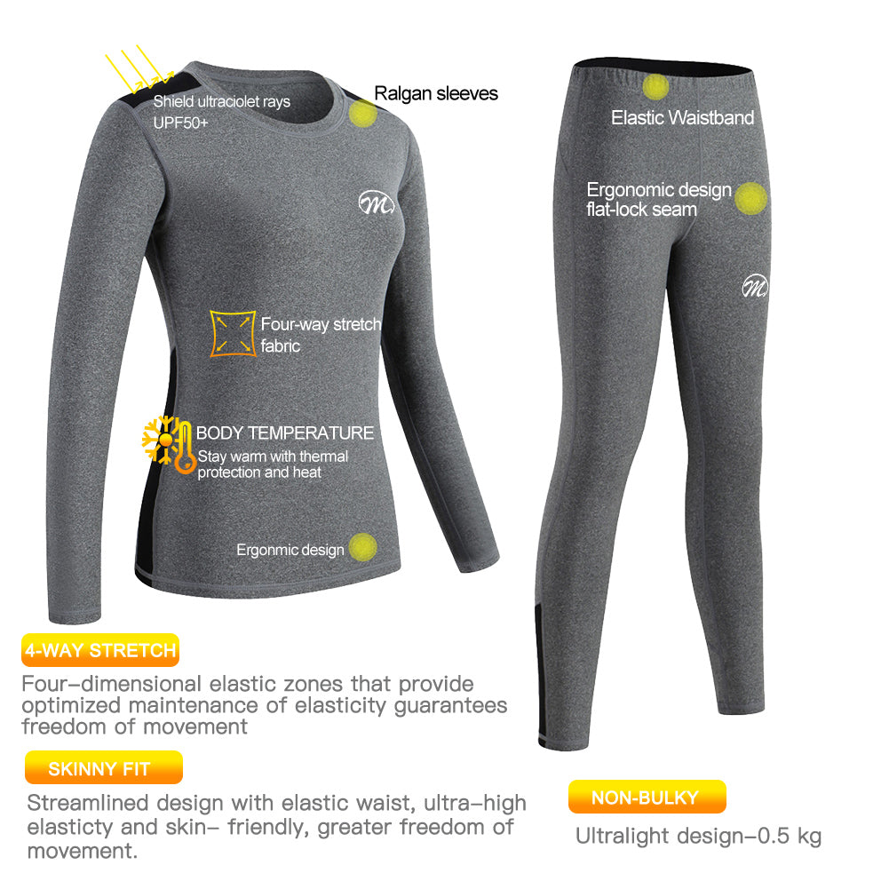 Truactivewear Thermals Thermal Sets Moisture Wicking Super Soft Stretchy  Solid Long Underwear (Women's) 2 Pack
