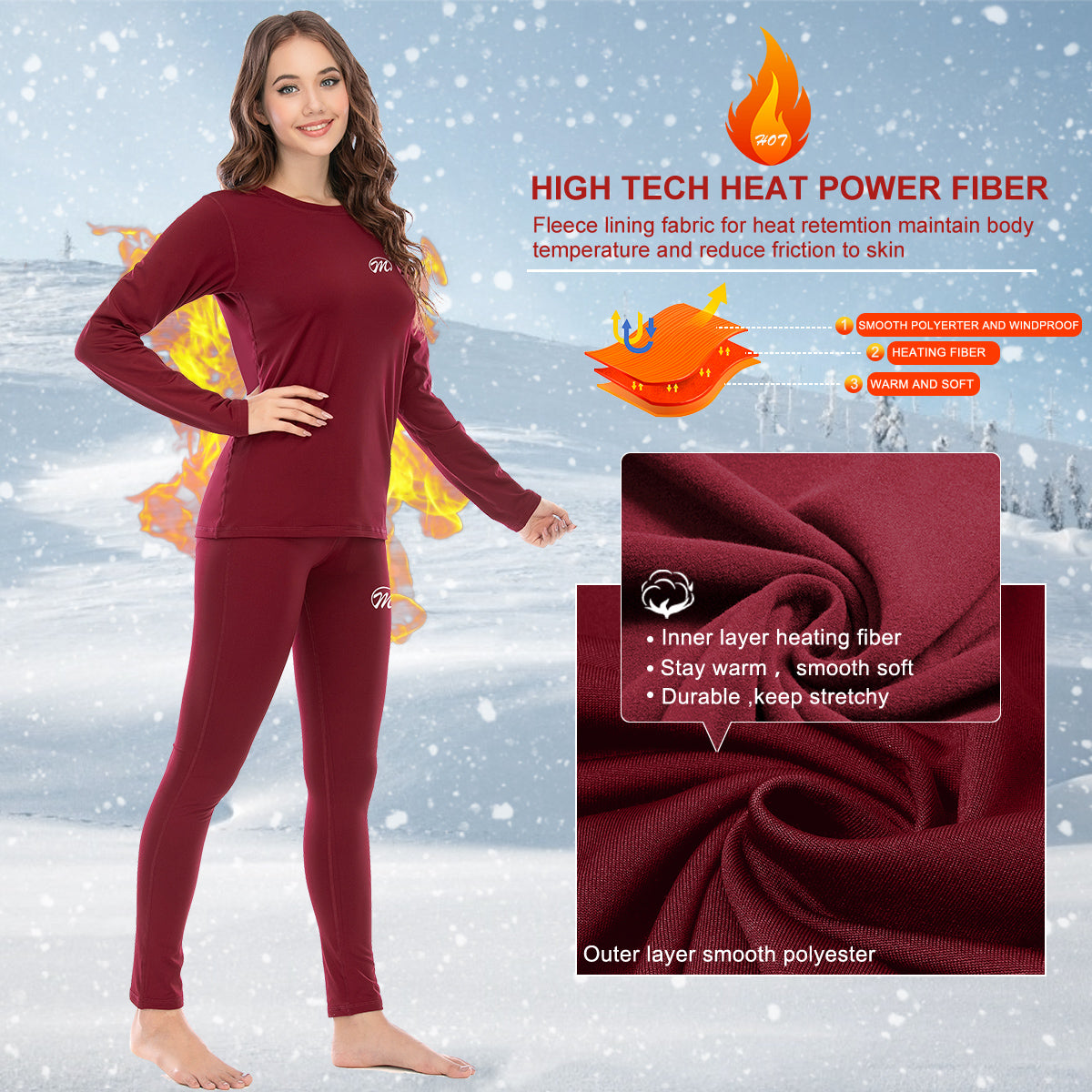 Women's Thermal Underwear Set - Plus Size High Elastic V Neck Lace Thermal  Underwear Set Solid Color Autumn Winter Warm Two Piece Set Clothing,Red,M :  : Clothing, Shoes & Accessories