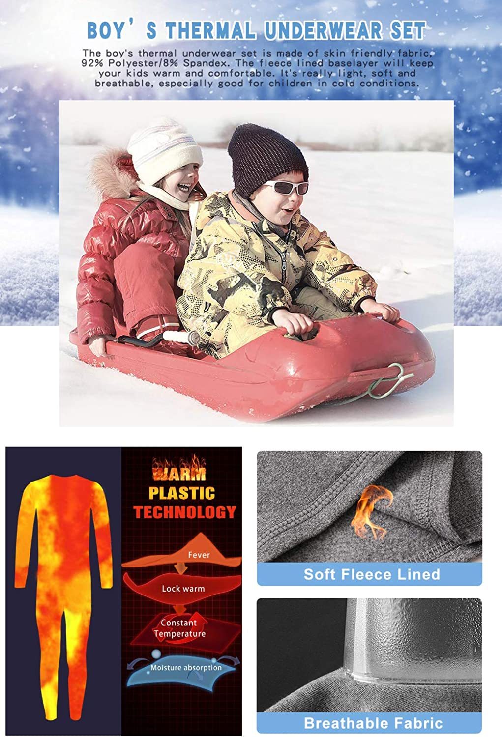 Fleece Thermal Underwear Set, Children's Thermal Clothing