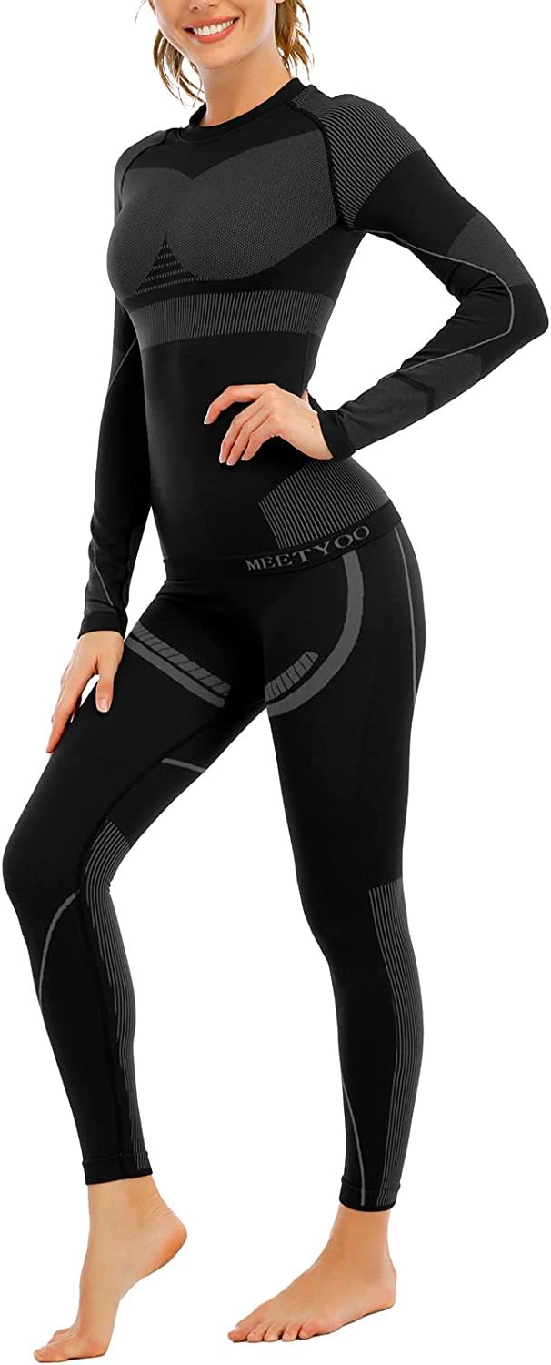 MANCYFIT Thermal Underwear for Women Cold Weather Gear Long Johns Winter  Base Layer for Skiing Running Black Small at  Women's Clothing store