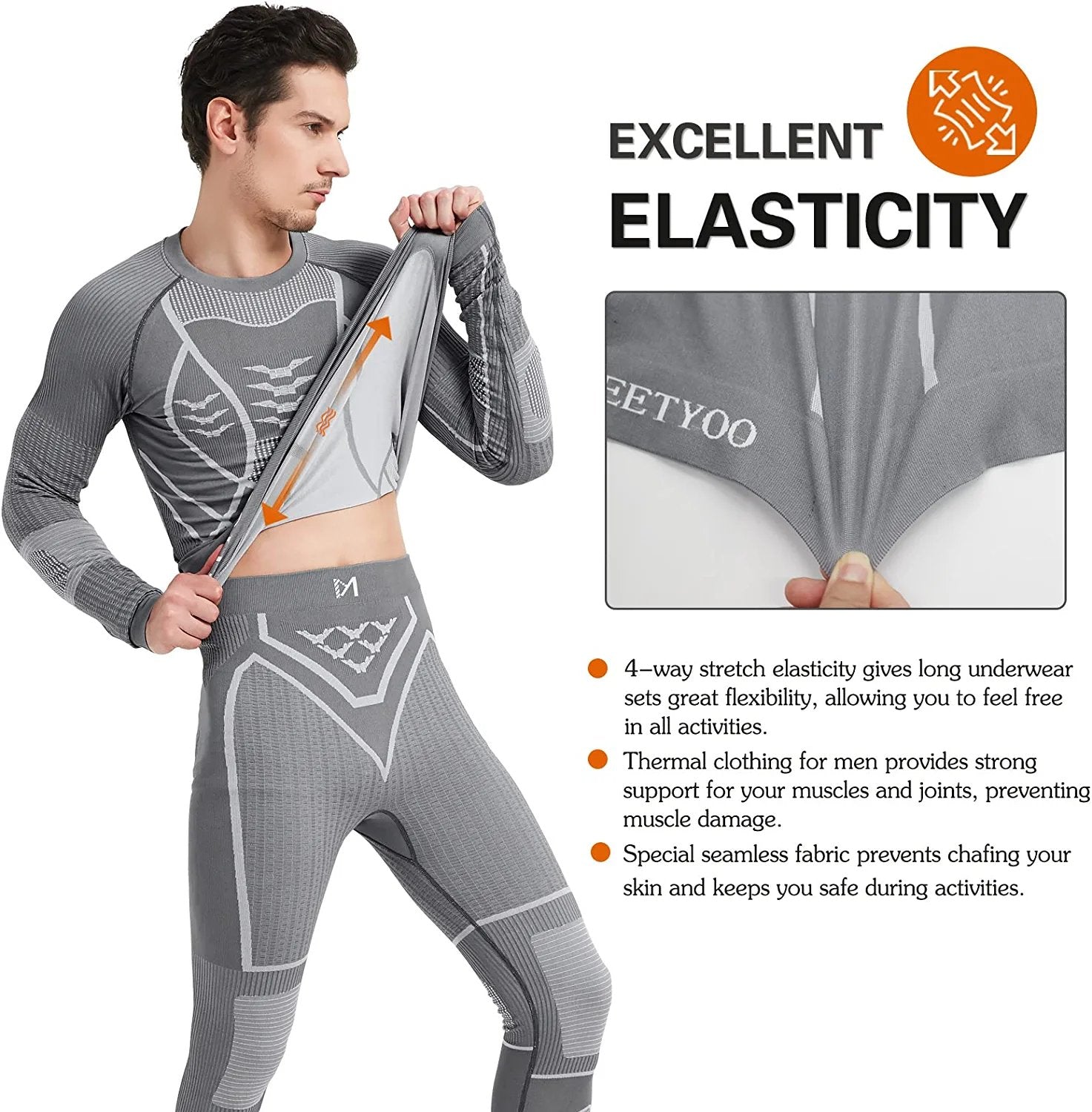 Thermal Underwear Set for Men Sport Base Layer Long Johns for Skiing  Running