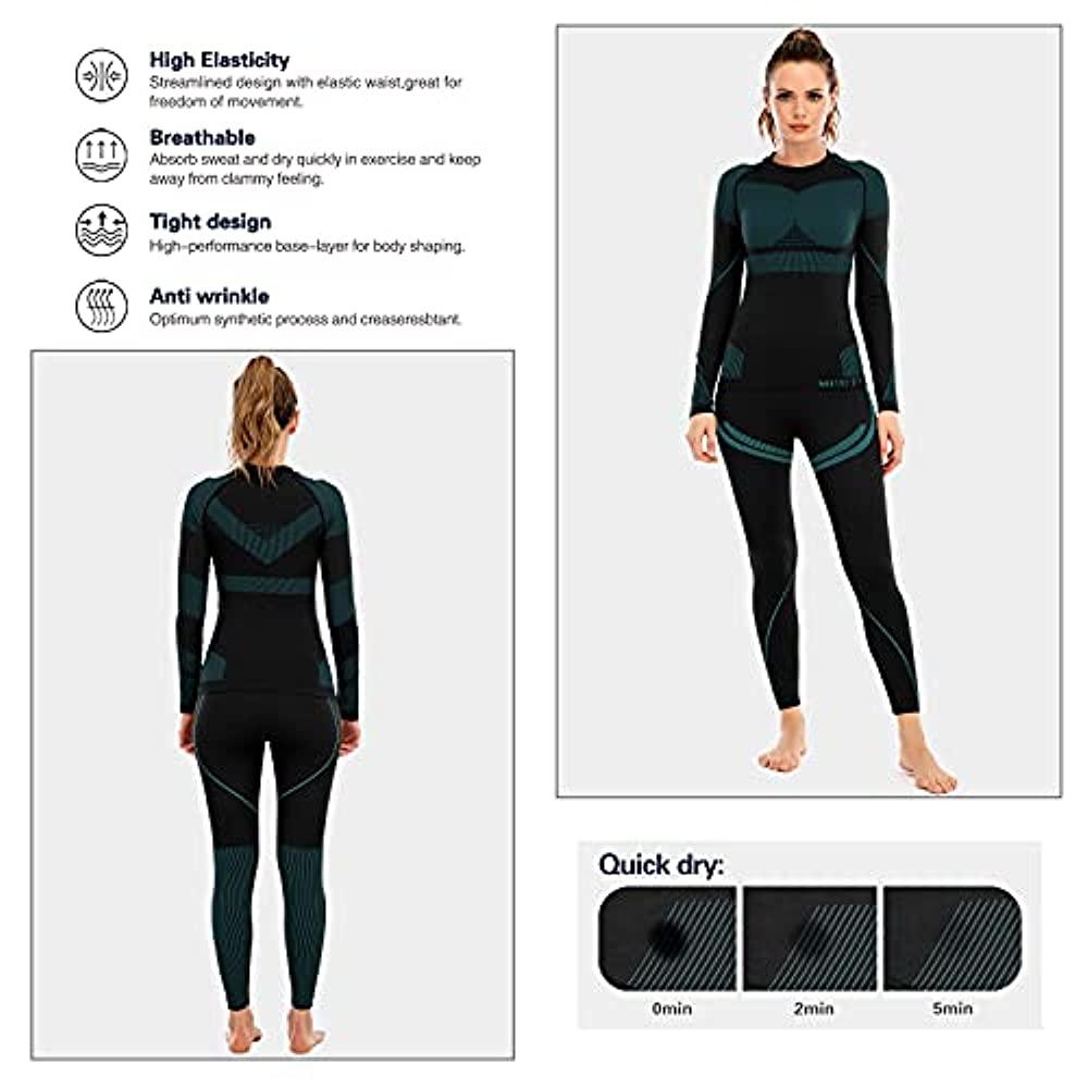MEETWEE Women Tracksuit Thermal Underwear Ski Base Layers Thermal Clothing  Set Quick Dry