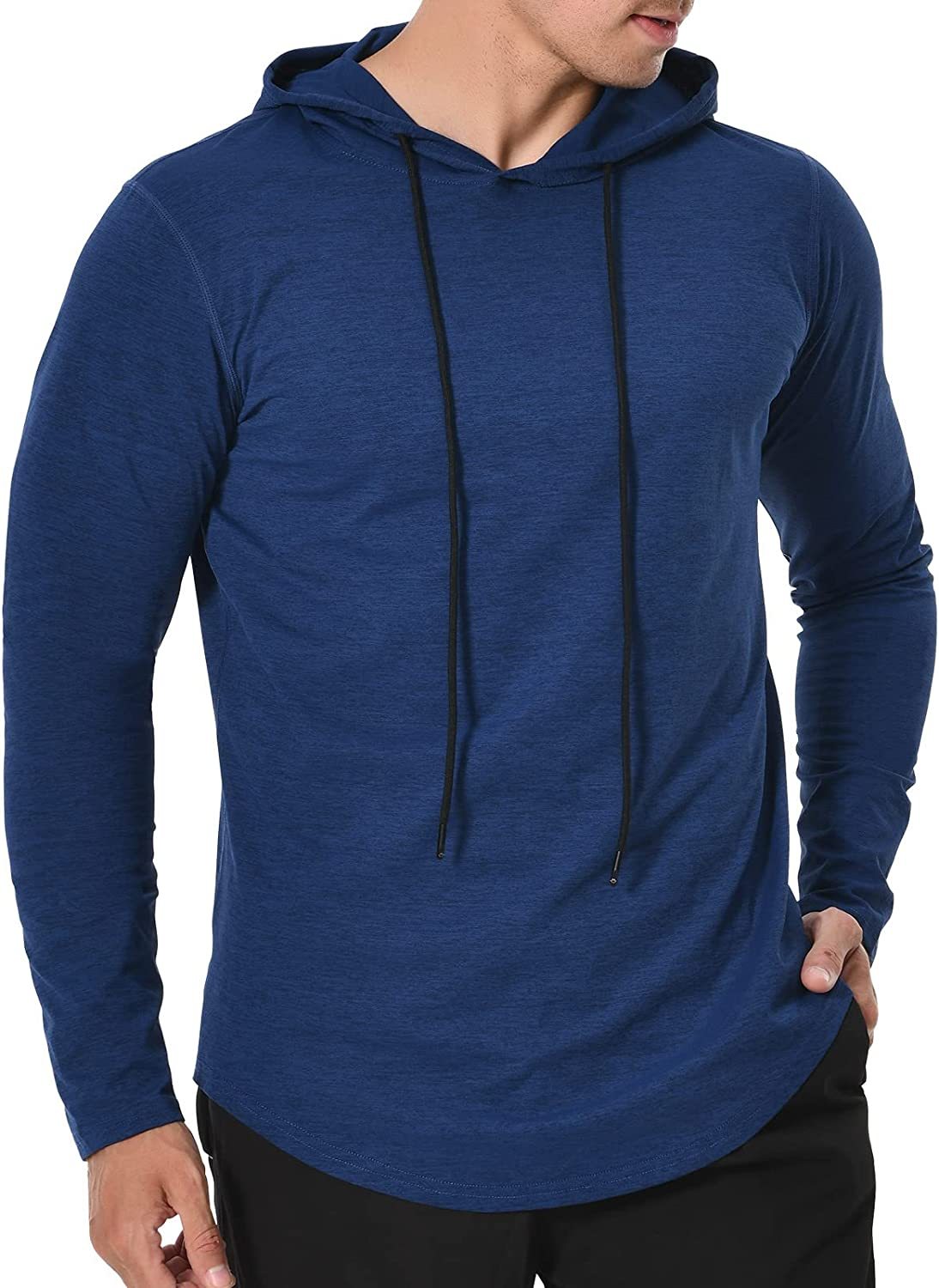 Long Sleeve Workout Hoodie Shirts for Men, Lightweight Athletic Runnin –  MEETWEE