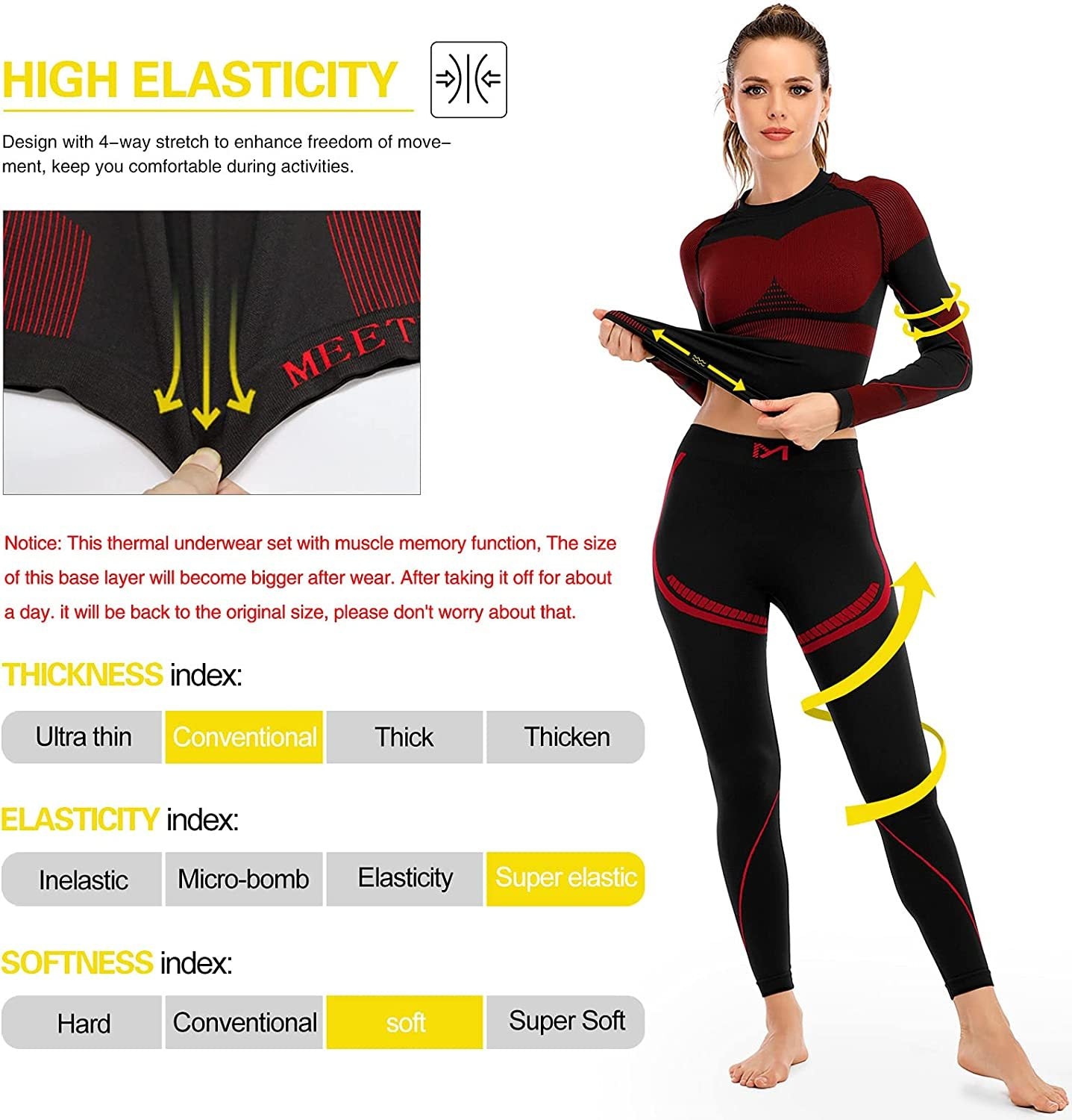  Elastic Thermal Underwear Set for Women Slim Thermo