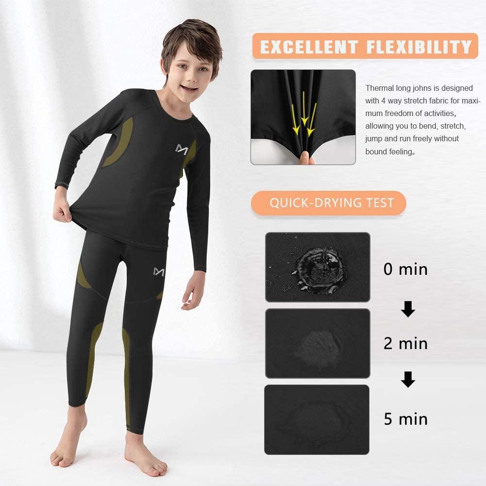 Boys and Girls Thermal Underwear Set Skiing Running Long Johns Shirt  unisex-child Top & Bottom Suit Sports Base Layer