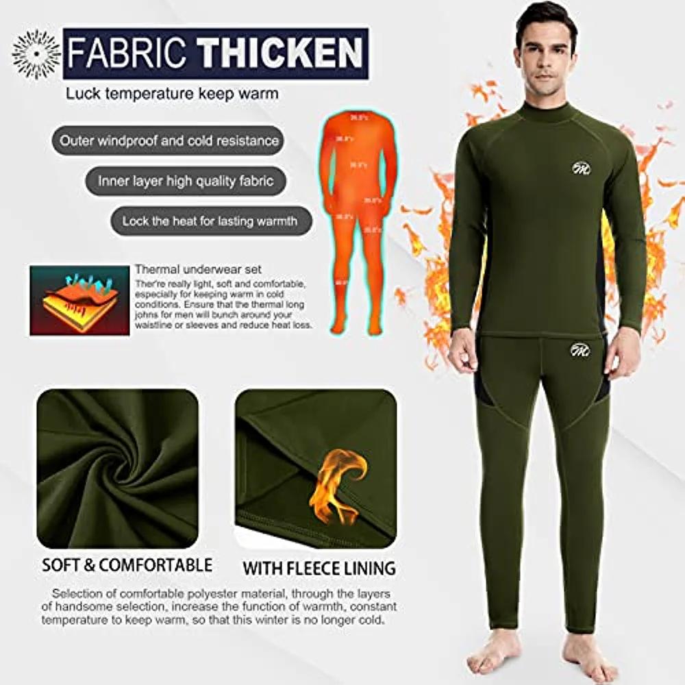 Long Johns Thermal Underwear for Men Heated Warm Base Layer Set