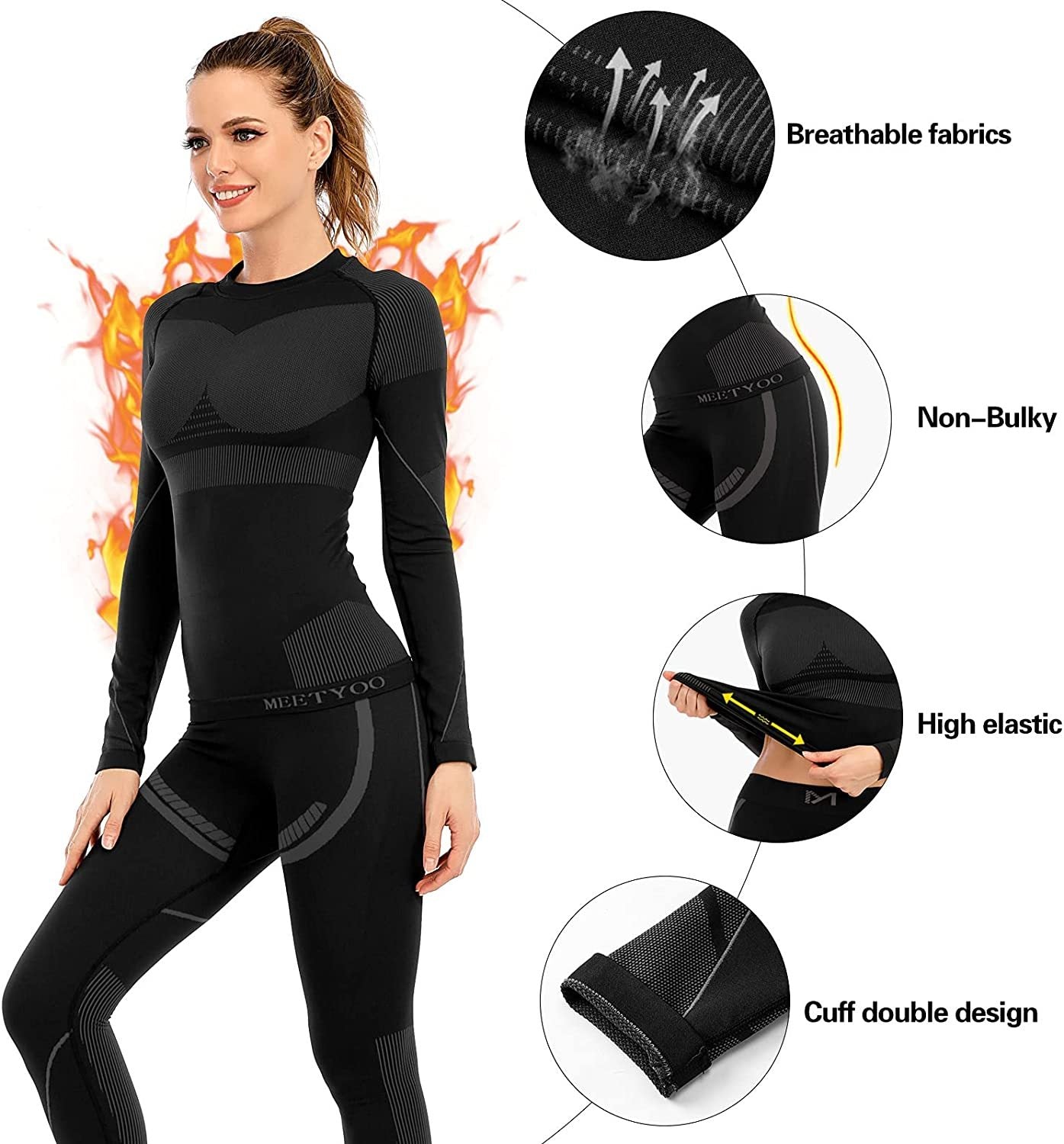 EXCELLENT THERMAL Long Johns for Women Fleece Lined Thermal Underwear Set  Warm Long Underwear Base Layer Cold Weather