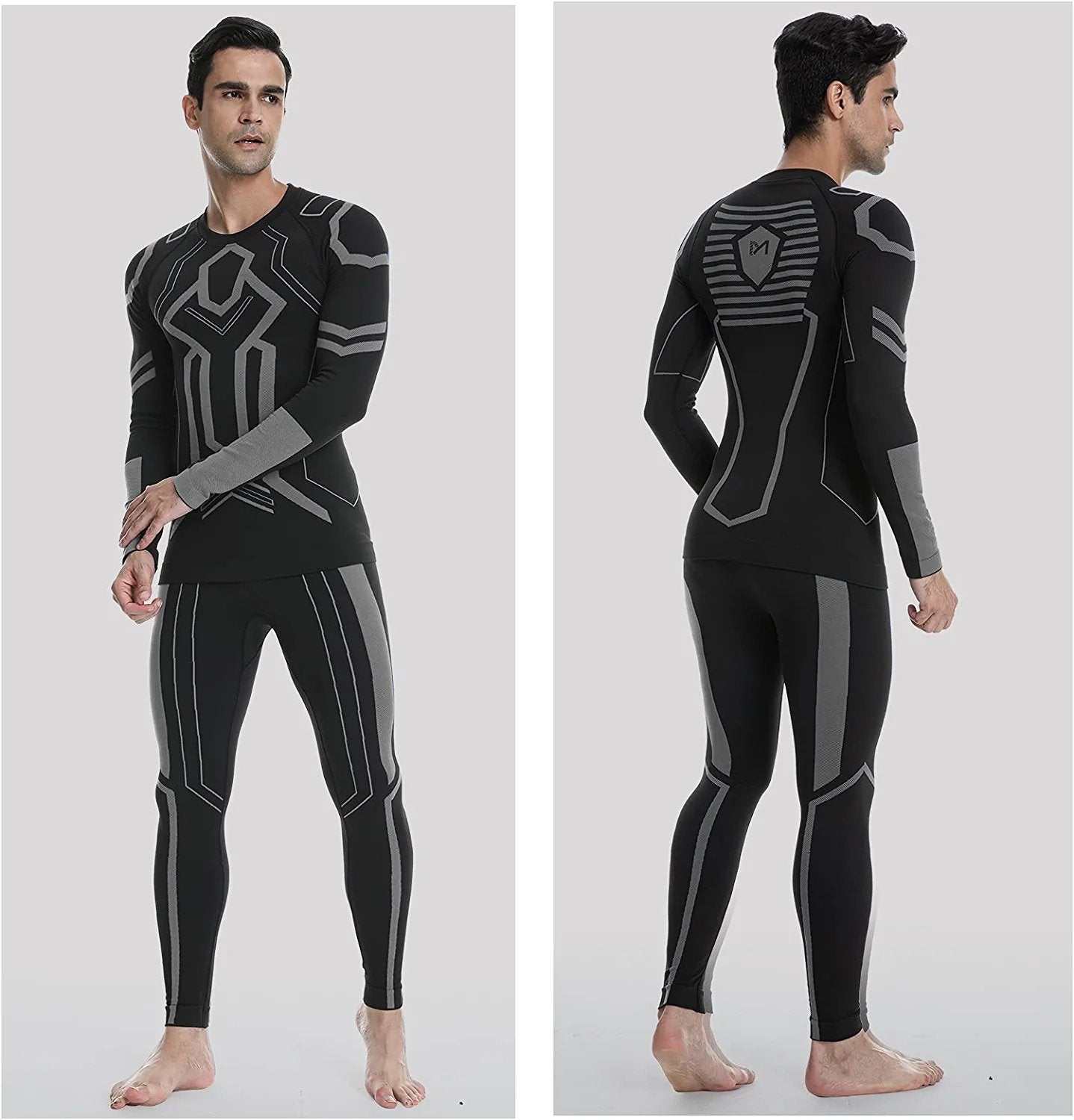 NEW MENS THERMAL ALL IN ONE UNDERWEAR SET BASELAYER ZIP SKI BODY JUMPSUITS  S-XXL