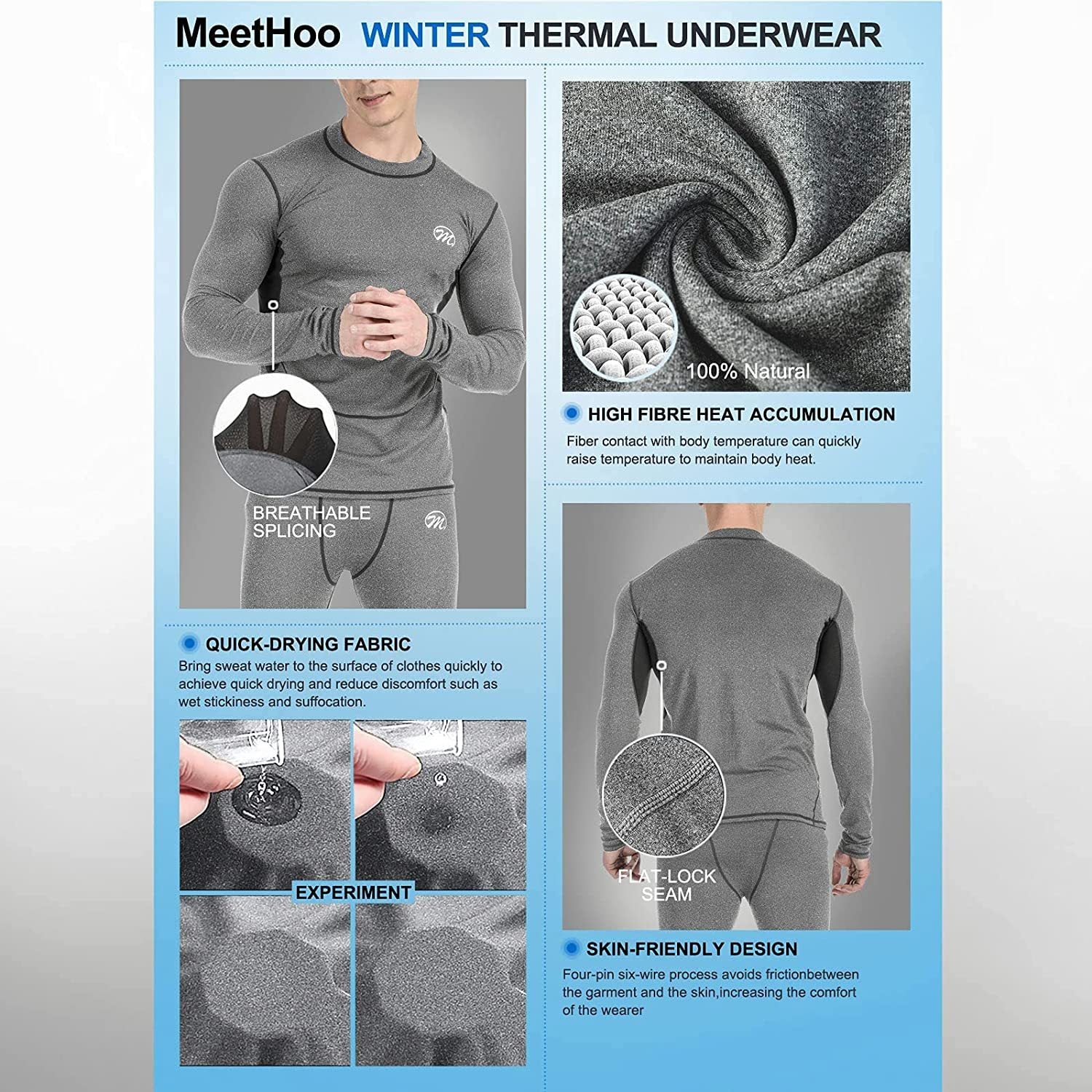 Men's Thermal Underwear Clothing Set, Warm Long Johns Pants Sport Suits For  Winter