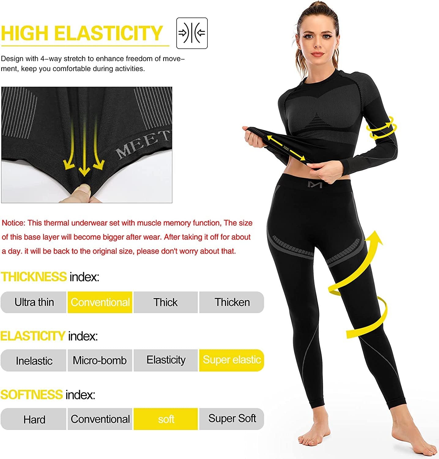 Thermal Underwear for Women Winter Warm Long Johns Thermal Sets Cold MEETWEE