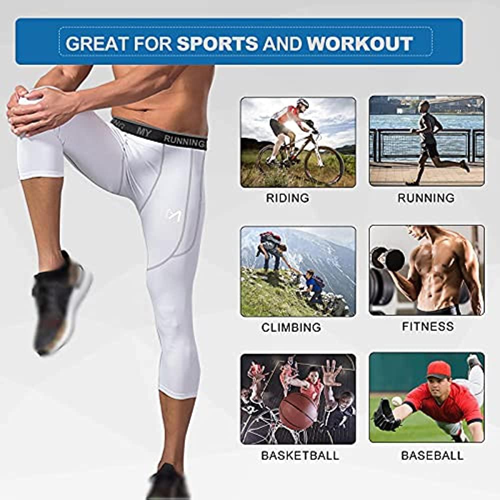 Men's Sports Leggings 3/4 Compression Pants Training Basketball