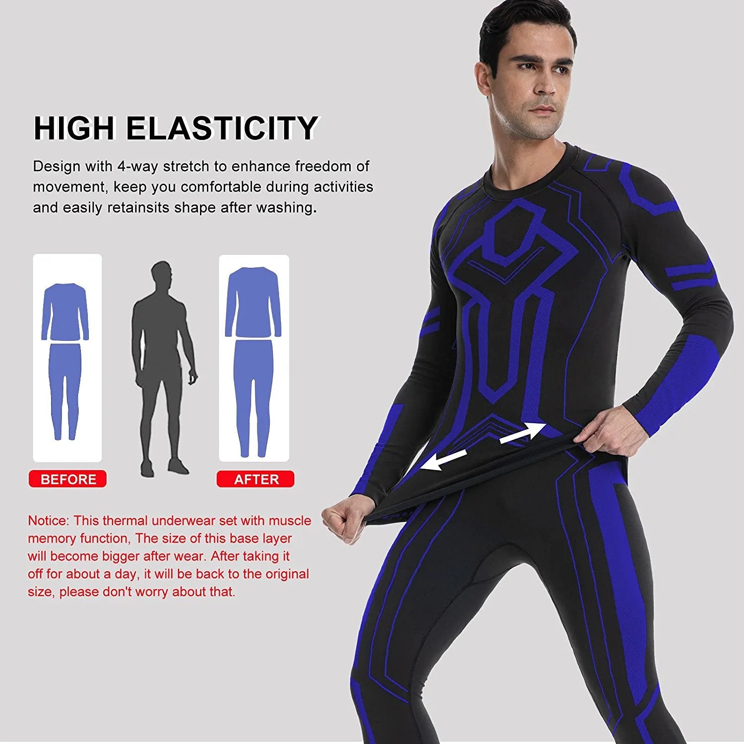 Men's Thermal Underwear Set, Winter Base Layer Sport Long Johns