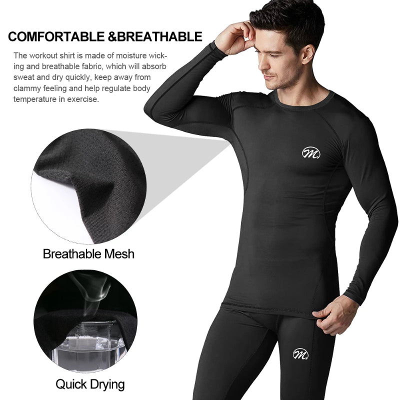 THERMAL FULL SETS UNDERWEAR BASE LAYER COMPLETE SUIT LONG JHONS SLEEVES  TOPS 
